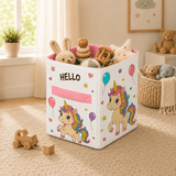 Rainbow Unicorn Toy Basket - The Linen House