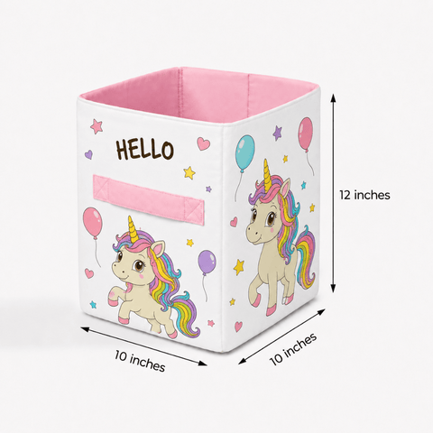 Rainbow Unicorn Toy Basket - The Linen House