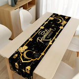 Ramadan Kareem Luxury Table Runner – Black & Gold - The Linen House