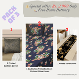 Ramzan Printed Home Combo – Cushion Covers, Double Bedsheet & 3 Festive Runners - The Linen House