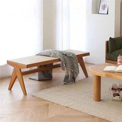 Rattan Bench Long Stool - The Linen House