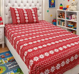 Red Christmas Pattern Kids Bedsheet - The Linen House