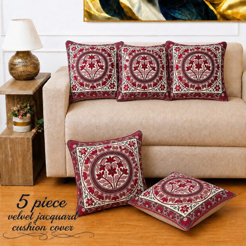 Red Floral Decorative Cushion Covers (Pack of 5) - The Linen House