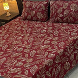 Red Leaf Print Bedsheet – King Size - The Linen House