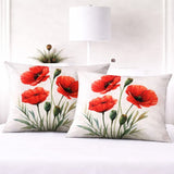 Red Poppy Bloom Accent Pillow Cover (Pack of 2) - The Linen House
