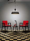 Red Upholstered Iron Arm Chair - The Linen House