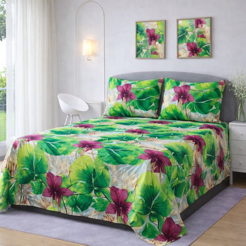 Refreshing Floral Printed Bedsheet - The Linen House