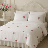 Rose Reverie Embroidered Bedding Set | Elegant Floral Luxury Duvet Cover - The Linen House