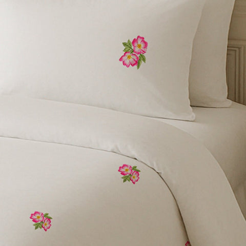 Rose Reverie Embroidered Bedding Set | Elegant Floral Luxury Duvet Cover - The Linen House