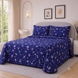 Royal Blue Ditsy Floral Printed Bedspread - The Linen House