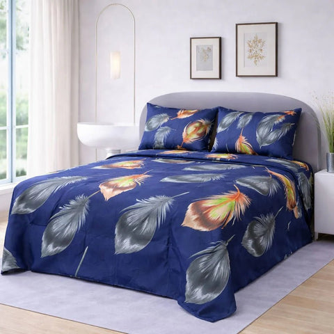 Royal Blue Geometric Bedsheet (3pcs) - The Linen House
