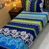 Royal Blue Striped Print Bedsheet – Single Size (Pack of 2) - The Linen House