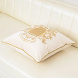 Royal Crest Embroidered Cushion Cover Style 2 - The Linen House