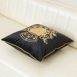 Royal Crest Embroidered Cushion Cover Style 2 - The Linen House