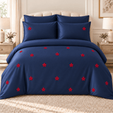 Royal Crimson Navy Blue Embroidered Bedding Set