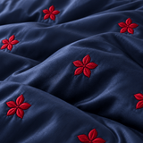 Royal Crimson Navy Blue Embroidered Bedding Set