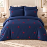 Royal Crimson Navy Blue Embroidered Bedding Set - The Linen House