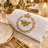 Royal Crown & Bee Embroidered Table Napkin - The Linen House