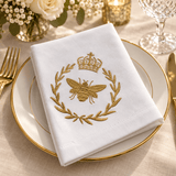 Royal Crown & Bee Embroidered Table Napkin - The Linen House