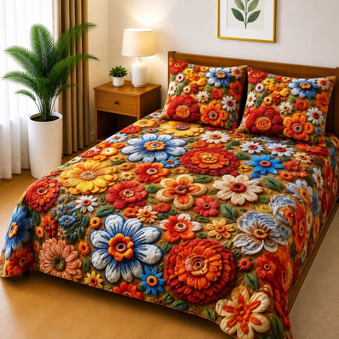 Royal Floral Fantasy Printed Bed Sheet - The Linen House