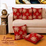Royal Red Velvet Decorative Cushion Covers(Pack of 5) - The Linen House
