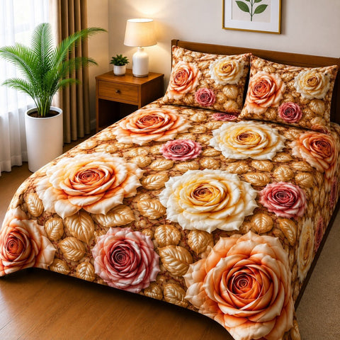Royal Rose Garden 3D Printed Bed Sheet - The Linen House