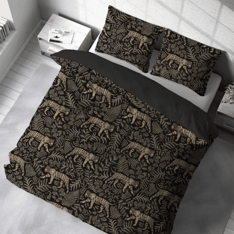 Royale Lion Black Printed Bedding Duvet Set - The Linen House