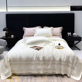 Off white Cotton Satin Embroidery Duvet Set - The Linen House