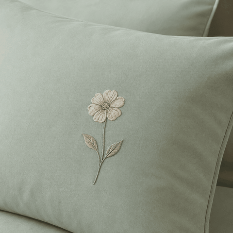 Sage Bloom Elegant Embroidered Bedding Set - The Linen House