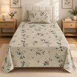 Sage Green Jasmine Floral Single Bedsheet - The Linen House