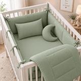 Sage Green Moon Nursery Baby Cot Set - The Linen House