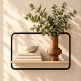 Scandinavian Style MDF & Metal Wall Shelf - The Linen House