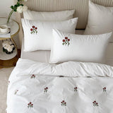 Scarlet Floral Noir Gold Bundle – 3 Embroidered Bedsheet-King - The Linen House