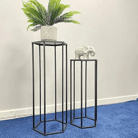 Set of 2 Metal Plant Stand Black - The Linen House