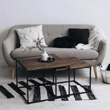 Set of 2 Smoked oak Side Table with Metal stand - The Linen House