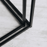 Set of 2 Smoked oak Side Table with Metal stand - The Linen House