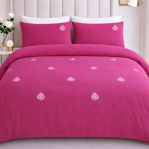 Shocking Pink Embroidered Bedding Set - The Linen House