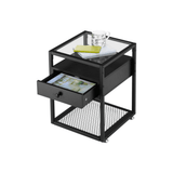Side Table with Tempered Glass Top and Metal Shelf - The Linen House