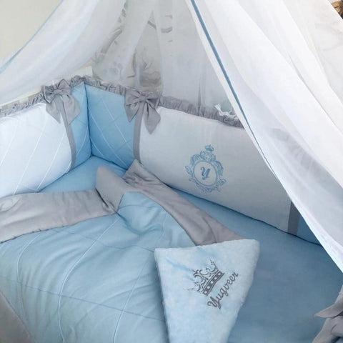 Sky Blue Baby Cot Set - The Linen House