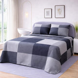 Sleek Grey and Black Checkered Printed Bedsheet (3pcs) - The Linen House