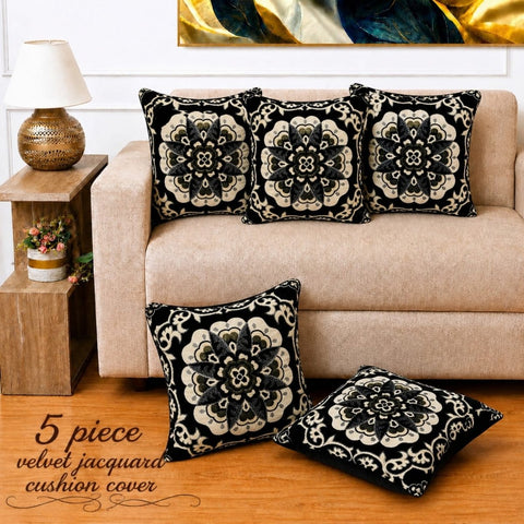 Soft Black Velvet Cushion Covers(Pack of 5) - The Linen House