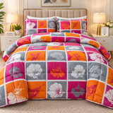 Soft Cotton Pink Geometric 7Pc Bedspread Set - The Linen House