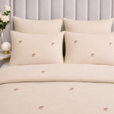 Soft Cream Floral Embroidered Duvet Cover Set - The Linen House