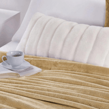 Soft Flannel Fleece Blanket in Beige - The Linen House