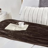 Soft Flannel Fleece Blanket in Brown - The Linen House