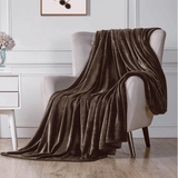 Soft Flannel Fleece Blanket in Brown - The Linen House