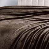 Soft Flannel Fleece Blanket in Brown - The Linen House