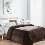 Soft Flannel Fleece Blanket in Brown - The Linen House