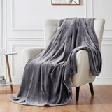 Soft Flannel Fleece Blanket In Gray - The Linen House