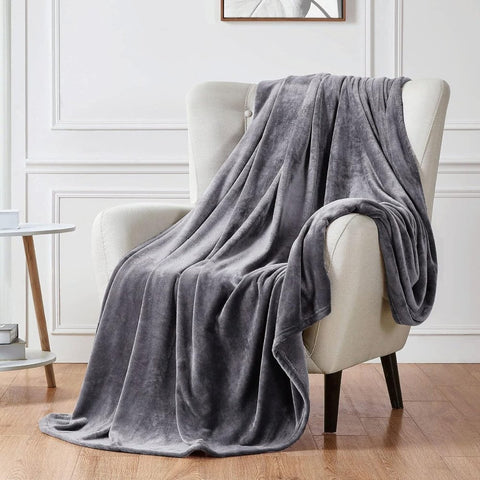 Soft Flannel Fleece Blanket In Gray - The Linen House